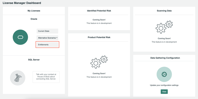 Image of the License manager dashboard