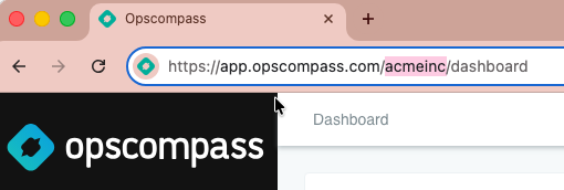 The company ID is highlighted in the url after app.opscompass.com/