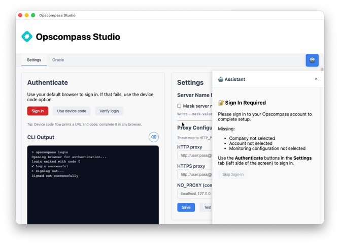 A pop up emerges with the title Sign In Required. Authenticate is required.