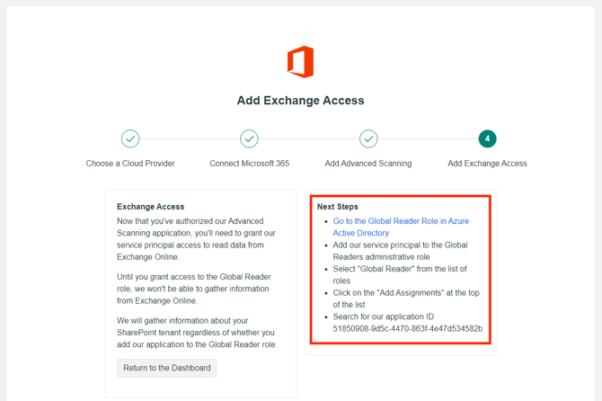 Image of the add exchange access page