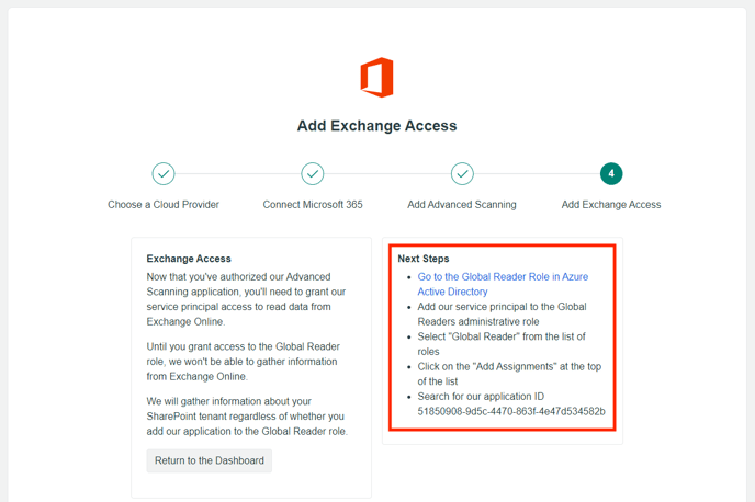 Image of the add exchange access page