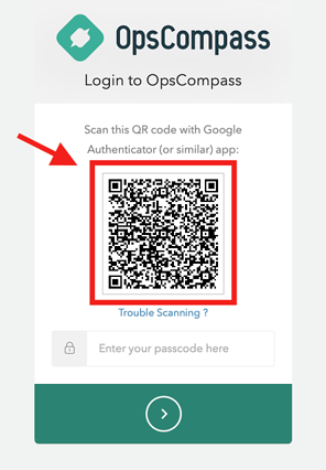 Image of QR code under the OpsCompass login