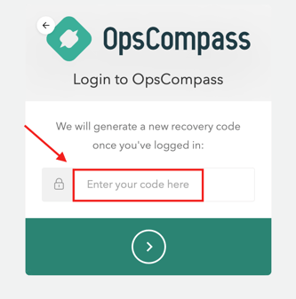 Image of opscompass login asking to input mfa code