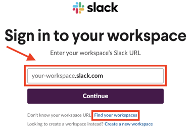 Image of slack workplace sign in
