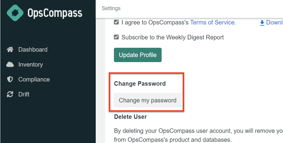 Image of the Change Password button